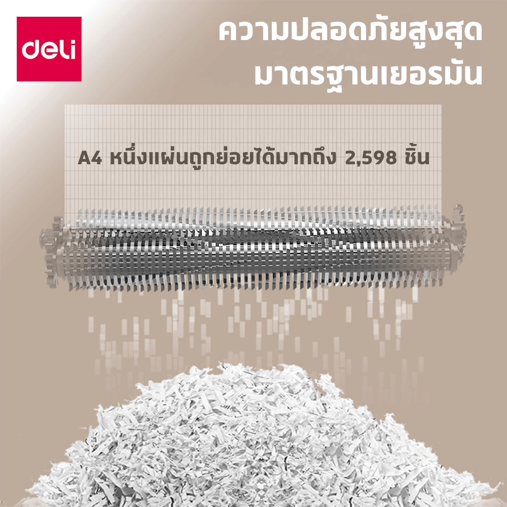 เครื่องทำลายเอกสารอัตโนมัติ DELI GA850-WH-01 25ลิตร สีขาว